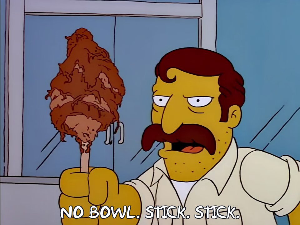 no bowl, stick, stick!